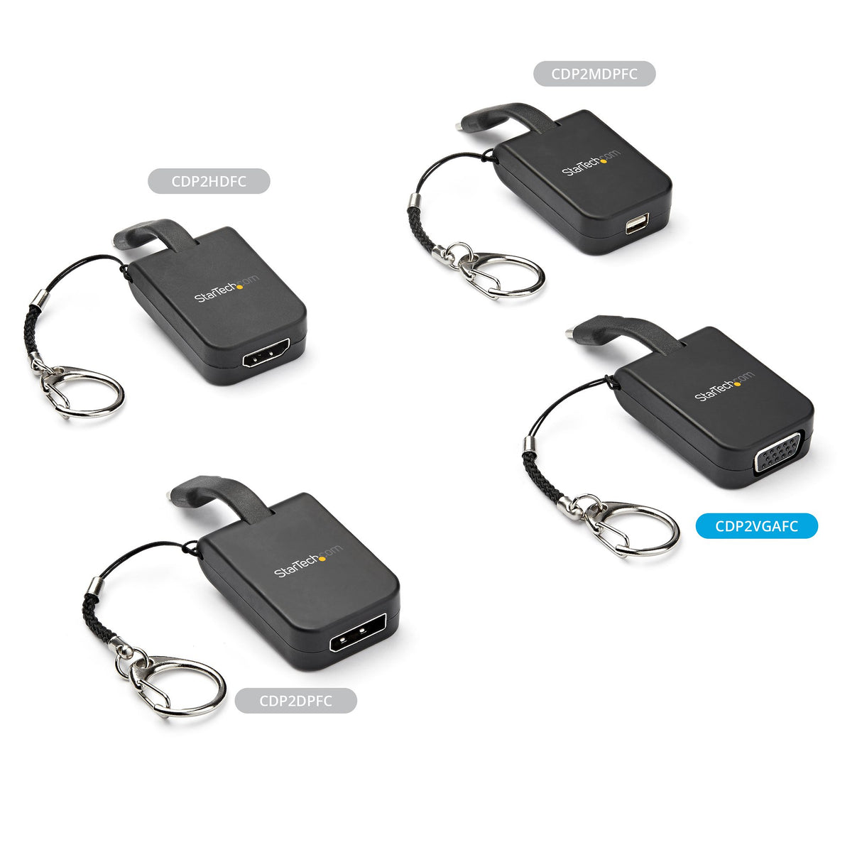 STARTECH Compact USB C to VGA Adapter - 1080p USB Type-C to VGA Video Display Converter with Keychain Ring - Active USB-C DP Alt Mode to VGA Monitor Dongle - Thunderbolt 3 Compatible (CDP2VGAFC) (CDP2VGAFC)