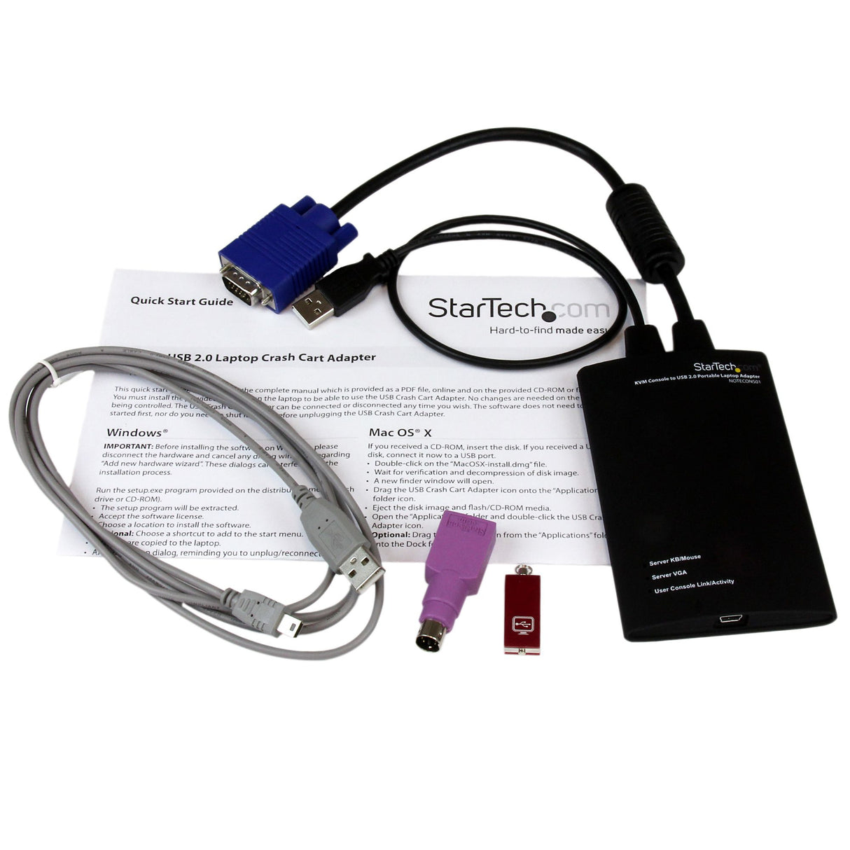 STARTECH Crash Cart Adapter | | Portable Laptop USB 2.0 to KVM Console (NOTECONS01) (NOTECONS01)
