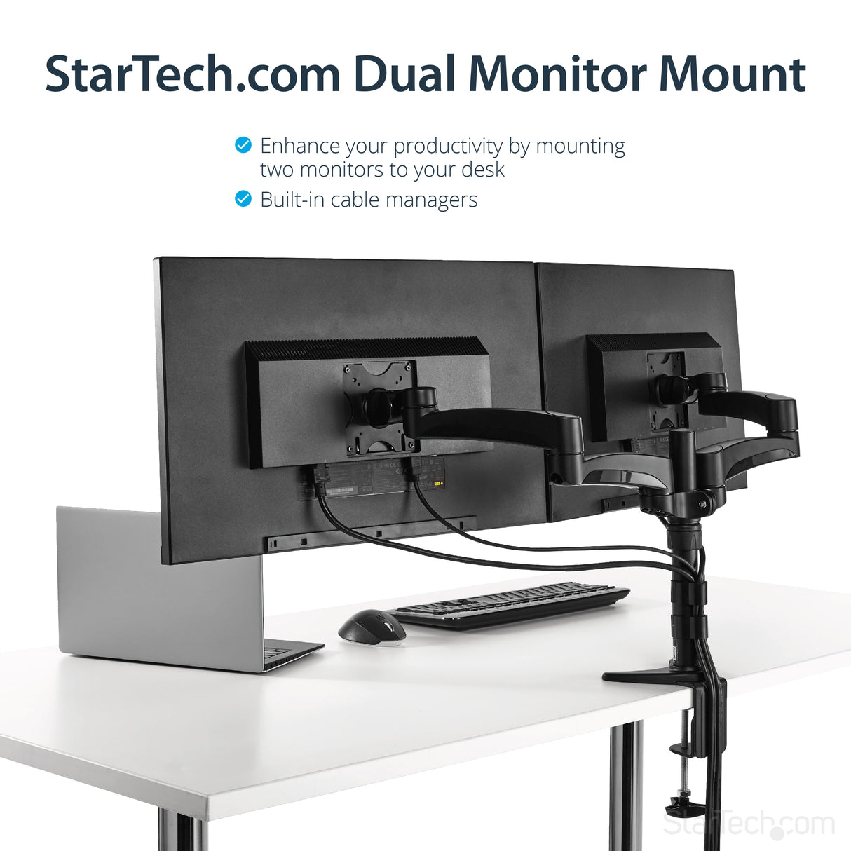 STARTECH Desk Mount Dual Monitor Arm - Articulating - Height Adjustable - Dual Monitor Mount - For VESA Monitors up to 24” (ARMDUAL) (ARMDUAL)