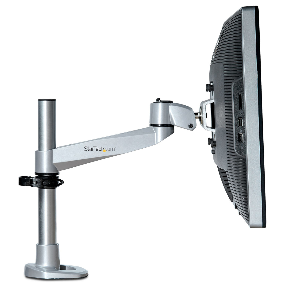 STARTECH Desk Mount Monitor Arm - VESA or Apple iMac|Thunderbolt Display up to 14kg - Articulating Height Adjustable Single Desktop Monitor Pole Mount - Clamp|Grommet - Silver (ARMPIVOTB2) (ARMPIVOTB2)