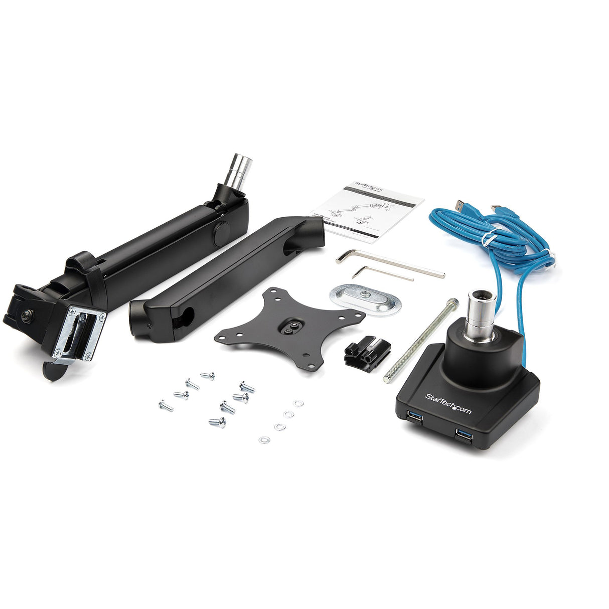 STARTECH Desk Mount Monitor Arm with 2x USB 3.0 ports - Slim Full Motion Adjustable Single Monitor VESA Mount up to 8kg Display - Ergonomic Articulating Arm - Desk Clamp|Grommet (ARMSLIM2USB3) (ARMSLIM2USB3)