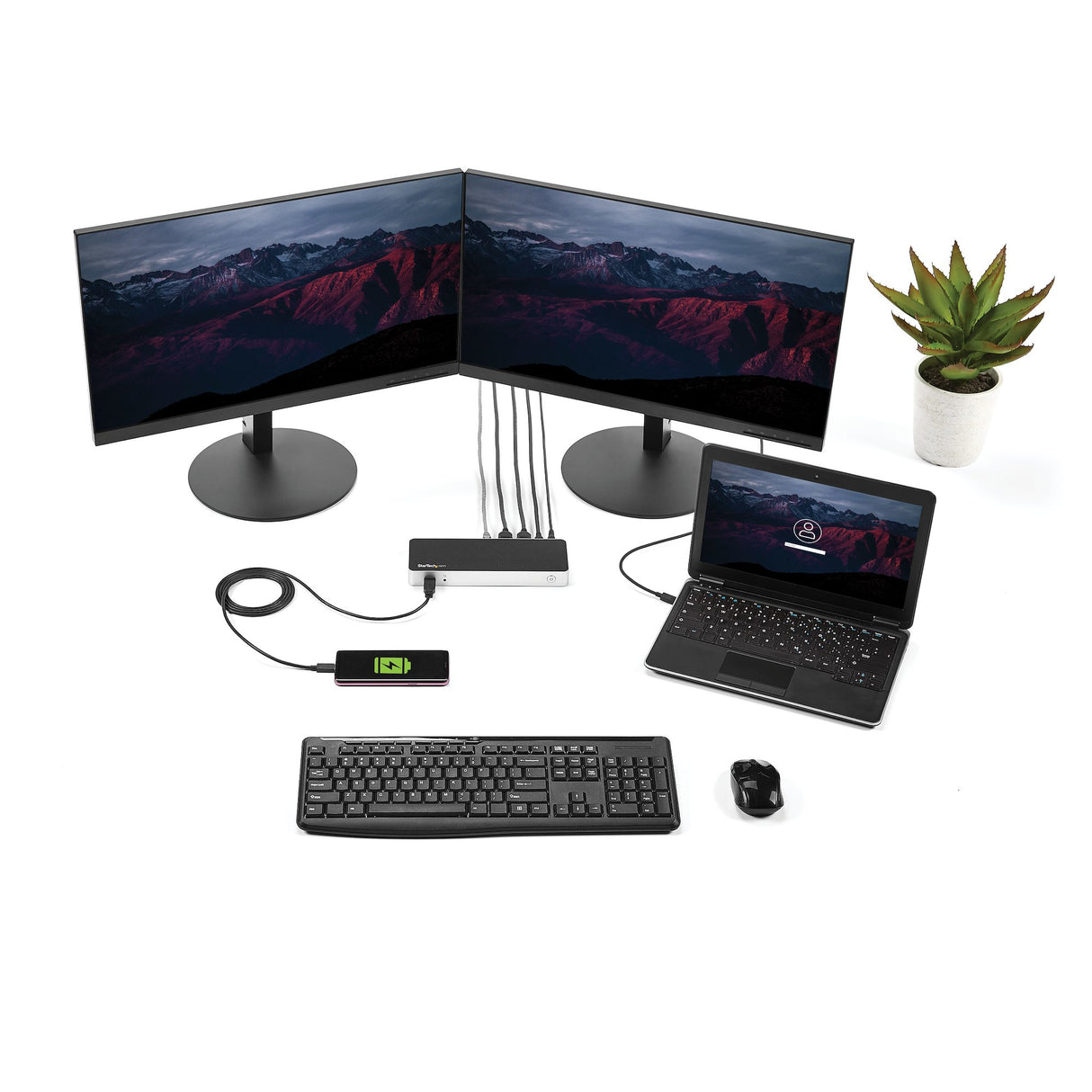 STARTECH Dual Monitor USB C Docking Station with 60W Power Delivery for Windows Laptops - USB C to HDMI or DVI Dock - USB 3.1 Gen 1 Type C Dock w| Charging - Thunderbolt 3 Compatible (MST30C2HHPD) (MST30C2HHPD)