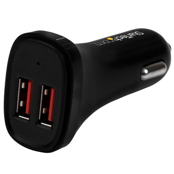 STARTECH Dual Port USB Car Charger - High Power 24W|4.8A - Black - 2-Port USB Car Charger - Charge two tablets at once (USB2PCARBKS)