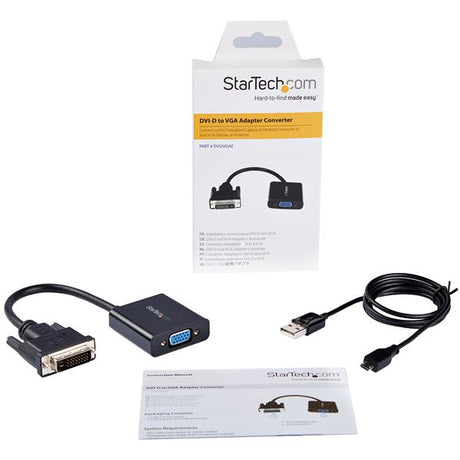 STARTECH DVI-D to VGA Active Adapter Converter Cable - 1080p - DVI to VGA Converter box (DVI2VGAE)