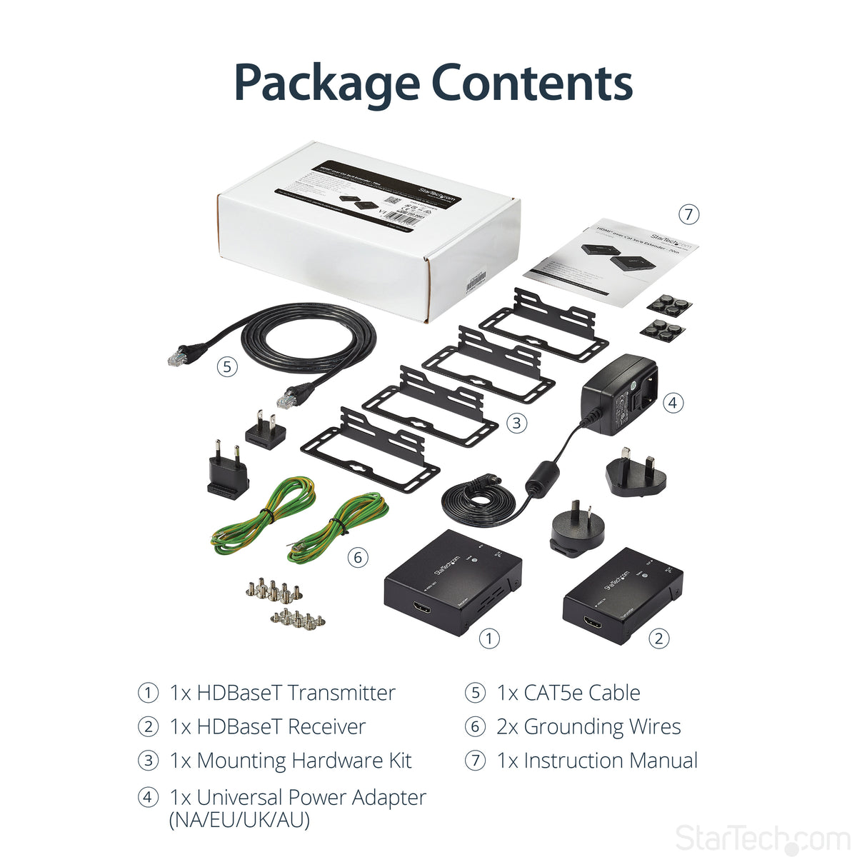 STARTECH HDMI over CAT5e | CAT6 Ethernet Extender with HDBaseT - 4K@115ft | 1080p@230ft - HDMI Video Transmitter and Receiver Kit w| POC (ST121HDBTE) (ST121HDBTE)