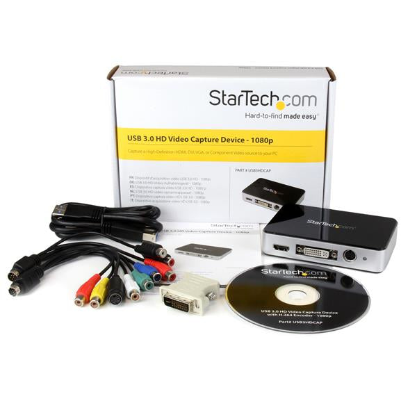 STARTECH HDMI Video Capture Device - 1080p - 60fps Game Capture Card - USB Video Recorder with HDMI DVI VGA (USB3HDCAP) (USB3HDCAP)