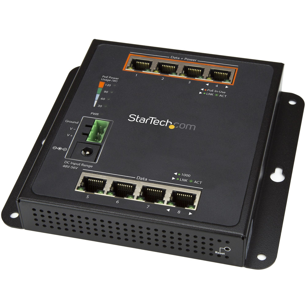 STARTECH Industrial 8 Port Gigabit PoE Switch - 4 x PoE+ 30W - Power Over Ethernet - Hardened GbE Layer|L2 Managed Switch - Rugged High Power Gigabit Network Switch IP-30|-40C to +75C (IES81GPOEW) (IES81GPOEW)