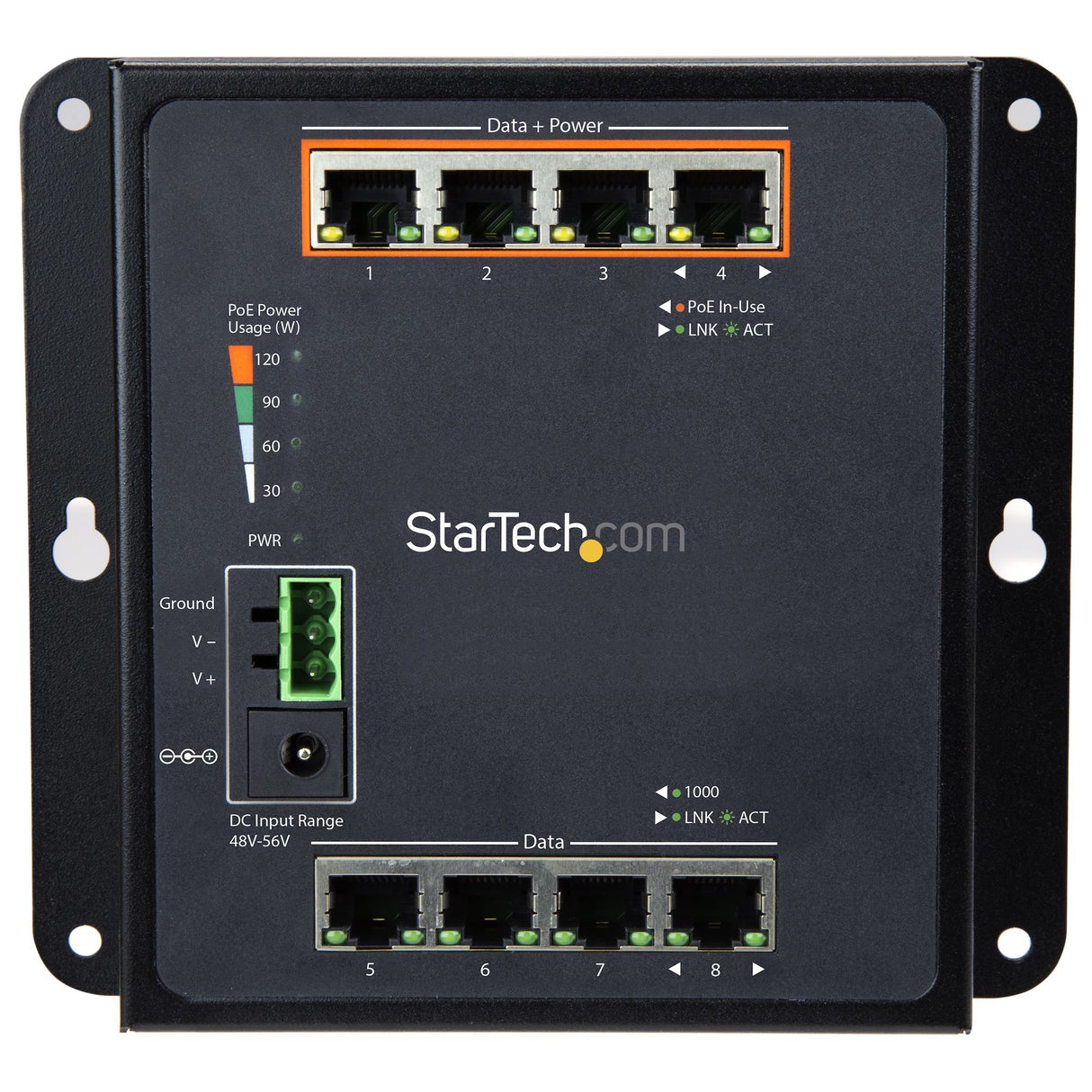 STARTECH Industrial 8 Port Gigabit PoE Switch - 4 x PoE+ 30W - Power Over Ethernet - Hardened GbE Layer|L2 Managed Switch - Rugged High Power Gigabit Network Switch IP-30|-40C to +75C (IES81GPOEW) (IES81GPOEW)