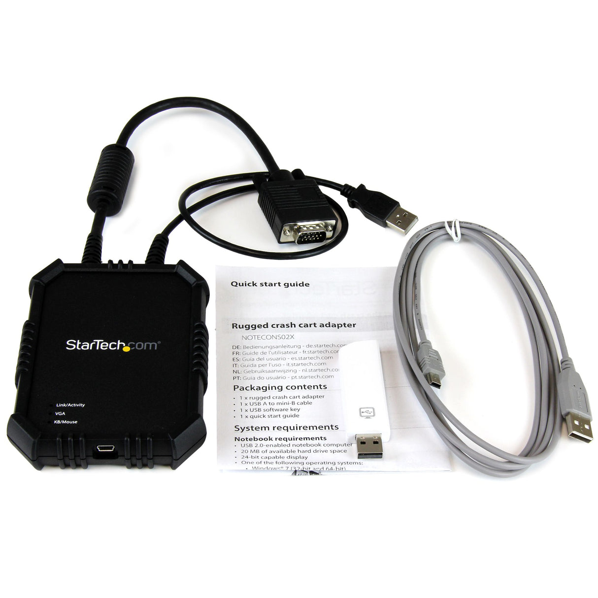 STARTECH Laptop to Server KVM Console - Rugged USB Crash Cart Adapter with File Transfer and Video Capture (NOTECONS02X) (NOTECONS02X)