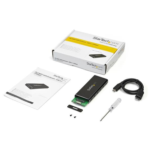 STARTECH M.2 SSD Enclosure for M.2 SATA SSDs - USB 3.1 (10Gbps) with USB-C Cable - External Enclosure for USB-C Host - Aluminum (SM21BMU31C3)