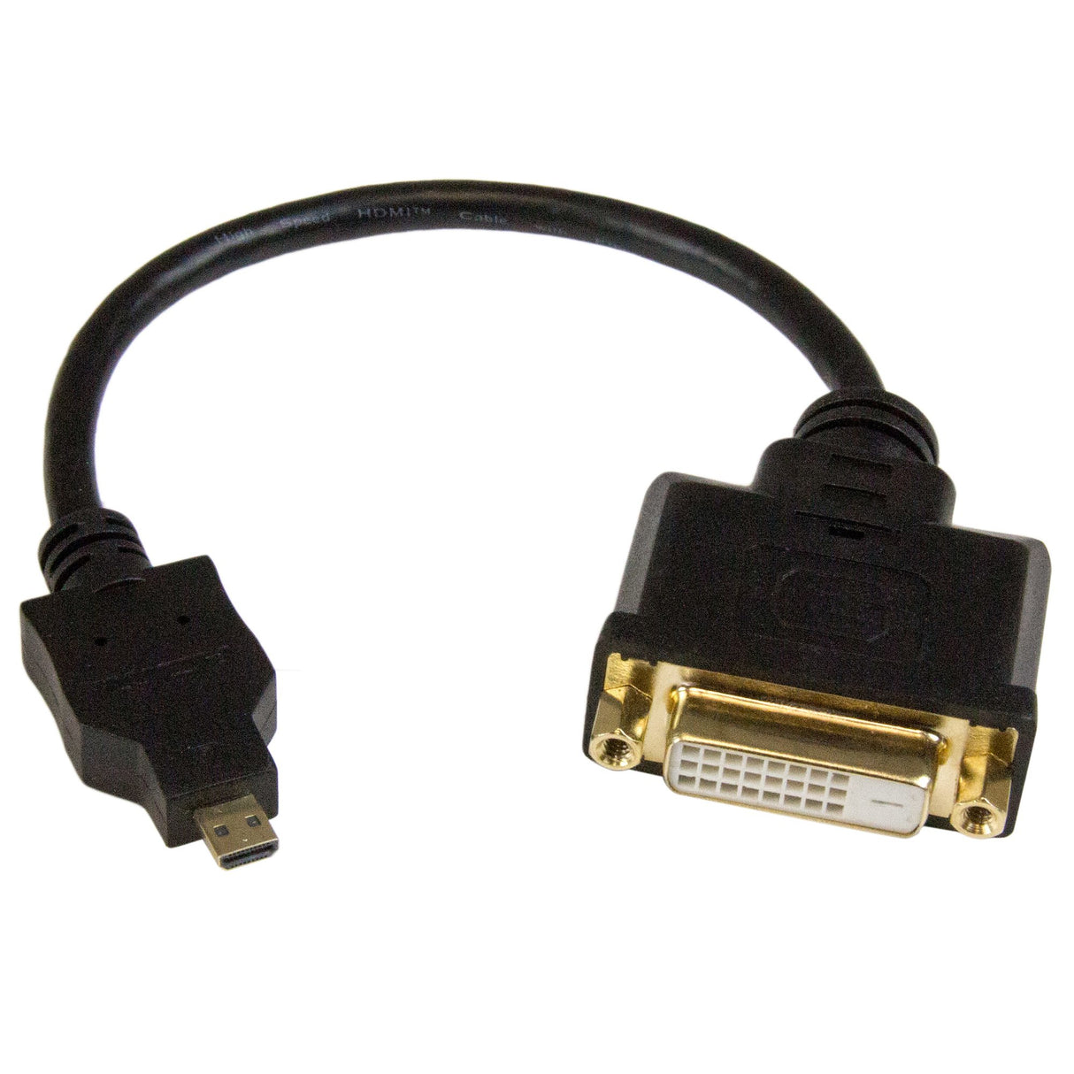STARTECH Micro HDMI to DVI Adapter - Micro HDMI to DVI Converter - Micro HDMI Type-D Device to DVI-D Single Link Monitor|Display|Projector - Durable - Male|Female - 8in (20cm) Cable (HDDDVIMF8IN) (HDDDVIMF8IN)