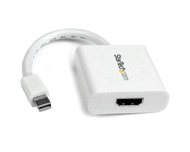 STARTECH Mini DisplayPort to HDMI Adapter - mDP to HDMI Video Converter - 1080p - Mini DP or Thunderbolt 1|2 Mac|PC to HDMI Monitor|Display|TV - Passive mDP 1.2 to HDMI Dongle - White (MDP2HDW) (MDP2HDW)