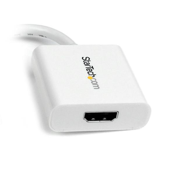 STARTECH Mini DisplayPort to HDMI Adapter - mDP to HDMI Video Converter - 1080p - Mini DP or Thunderbolt 1|2 Mac|PC to HDMI Monitor|Display|TV - Passive mDP 1.2 to HDMI Dongle - White (MDP2HDW) (MDP2HDW)