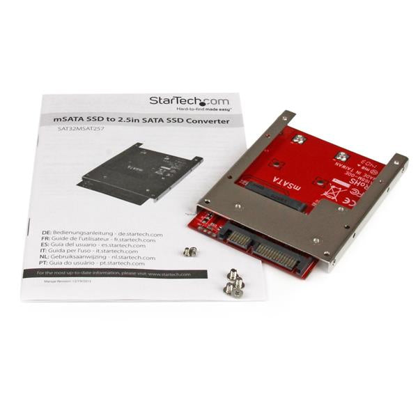 STARTECH mSATA SSD to 2.5in SATA Adapter Converter - mSATA to SATA Adapter for 2.5in bay with Open Frame Bracket and 7mm Drive Height (SAT32MSAT257)