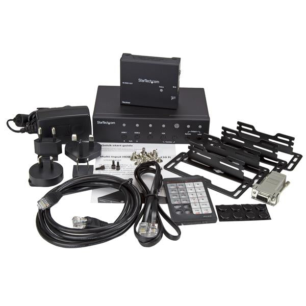STARTECH Multi-Input HDBaseT Extender with Built-in Switch - DisplayPort VGA and HDMI Over CAT5e or CAT6 - Up to 4K - up to 230 ft (STDHVHDBT) (STDHVHDBT)