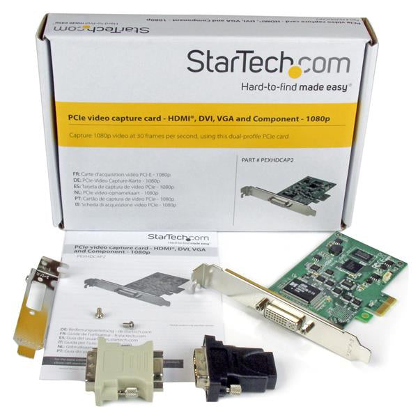 STARTECH PCIe Video Capture Card - HDMI | DVI | VGA | Component - 1080p - Game Capture Card - HDMI Video Capture Card (PEXHDCAP2)