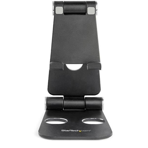 STARTECH Phone and Tablet Stand - Foldable Universal Mobile Device Holder for Smartphones & Tablets - Adjustable Multi-Angle Ergonomic Cell Phone Stand for Desk - Portable - Black (USPTLSTNDB) (USPTLSTNDB)