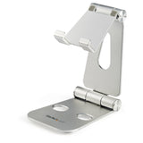 STARTECH Phone and Tablet Stand - Foldable Universal Mobile Device Holder for Smartphones & Tablets - Adjustable Multi-Angle Ergonomic Cell Phone Stand for Desk - Portable - Silver (USPTLSTND) (USPTLSTND)