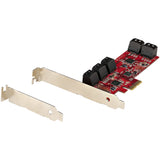 STARTECH SATA PCIe Card - 10 Port PCIe SATA Expansion Card - 6Gbps - Low|Full Profile - Stacked SATA Connectors - ASM1062 Non-Raid - PCI Express to SATA Converter|Adapter (10P6G-PCIE-SATA-CARD) (10P6G-PCIE-SATA-CARD)