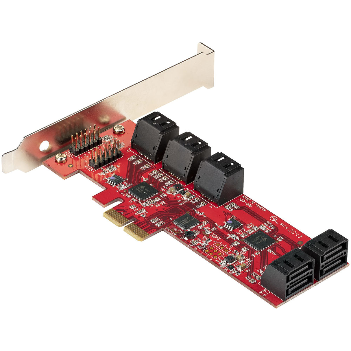 STARTECH SATA PCIe Card - 10 Port PCIe SATA Expansion Card - 6Gbps - Low|Full Profile - Stacked SATA Connectors - ASM1062 Non-Raid - PCI Express to SATA Converter|Adapter (10P6G-PCIE-SATA-CARD) (10P6G-PCIE-SATA-CARD)