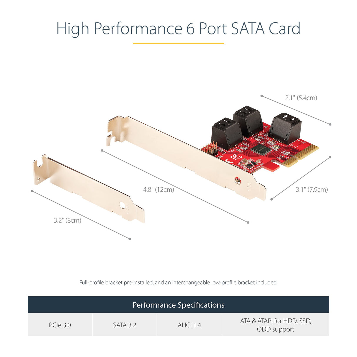 STARTECH SATA PCIe Card - 2 Port PCIe SATA Expansion Card - 6Gbps - Full|Low Profile - PCI Express to SATA Adapter|Controller - ASM1061 Non-Raid - PCIe to SATA Converter (2P6G-PCIE-SATA-CARD) (2P6G-PCIE-SATA-CARD)