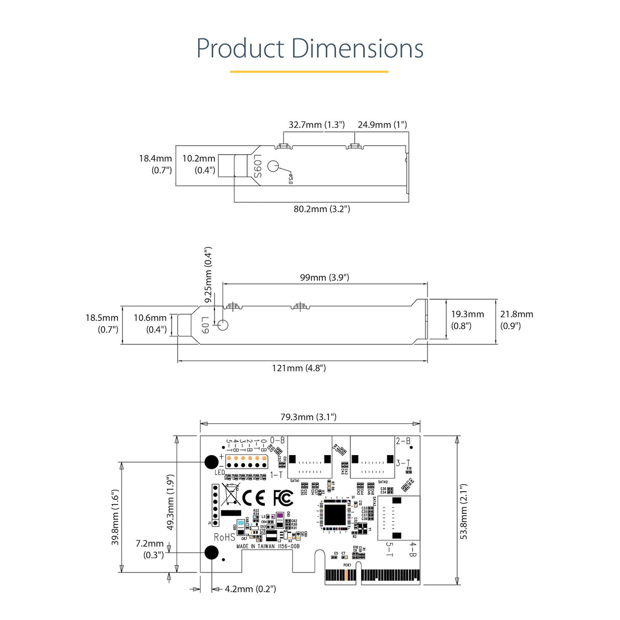 STARTECH SATA PCIe Card - 2 Port PCIe SATA Expansion Card - 6Gbps - Full|Low Profile - PCI Express to SATA Adapter|Controller - ASM1061 Non-Raid - PCIe to SATA Converter (2P6G-PCIE-SATA-CARD) (2P6G-PCIE-SATA-CARD)