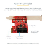 STARTECH SATA PCIe Card - 4 Port PCIe SATA Expansion Card - 6Gbps - Low Profile Bracket - Stacked SATA Connectors - ASM1164 Non-Raid - PCI Express to SATA Converter (4P6G-PCIE-SATA-CARD) (4P6G-PCIE-SATA-CARD)