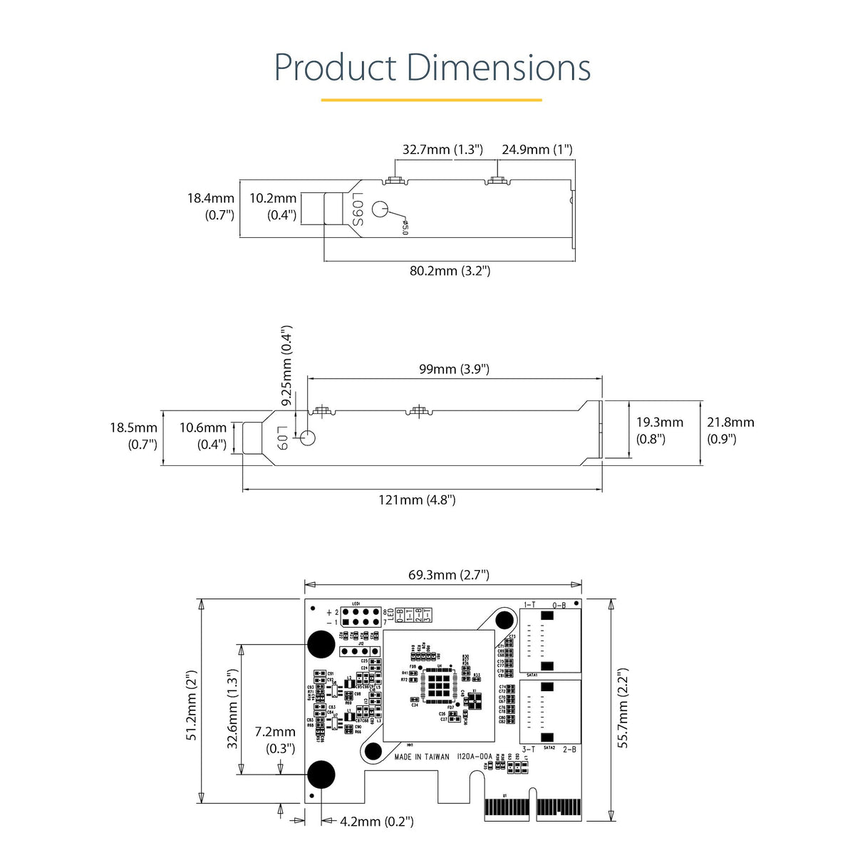 STARTECH SATA PCIe Card - 4 Port PCIe SATA Expansion Card - 6Gbps - Low Profile Bracket - Stacked SATA Connectors - ASM1164 Non-Raid - PCI Express to SATA Converter (4P6G-PCIE-SATA-CARD) (4P6G-PCIE-SATA-CARD)