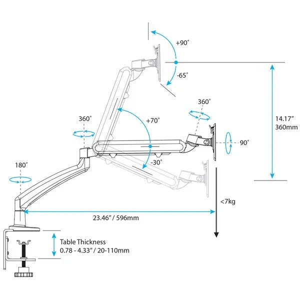 STARTECH Single Monitor Arm - Slim Profile - Supports Monitors up to 26” - Adjustable Computer Monitor Stand - VESA Stand (ARMSLIM) (ARMSLIM)
