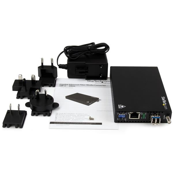STARTECH Singlemode (SM) LC Fiber Media Converter for 1Gbe Network - 20km - Gigabit Ethernet - 1310nm - with SFP Transceiver (ET91000SM20) (ET91000SM20)