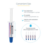 STARTECH Thermal Paste | Metal Oxide Compound | Pack of 5 Re-sealable Syringes (1.5g | each) | CPU|GPU Thermal Grease Paste (SILV5-THERMAL-PASTE) (SILV5-THERMAL-PASTE)