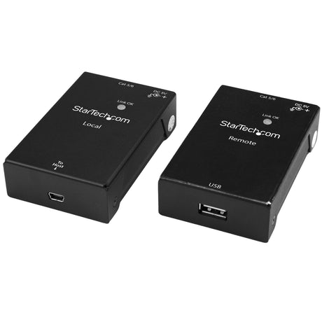 STARTECH USB 2.0 Extender over Cat5e|Cat6 Cable (RJ45) - Up to 165ft (50m) - High Speed USB Port Extender Adapter Kit - Powered - USB over Ethernet Cable Extender - 480Mbps - Metal (USB2001EXTV) (USB2001EXTV)