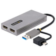 STARTECH USB 3.0 or USB-C to Dual HDMI Adapter for Windows & macOS | 2x HDMI Displays (1x 4K30Hz | 1x 1080p) | Integrated USB-A to C Dongle | 4in|11cm Cable (107B-USB-HDMI) (107B-USB-HDMI)