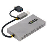 STARTECH USB 3.0 or USB-C to Dual HDMI Adapter for Windows & macOS | 2x HDMI Displays (1x 4K30Hz | 1x 1080p) | Integrated USB-A to C Dongle | 4in|11cm Cable (107B-USB-HDMI) (107B-USB-HDMI)