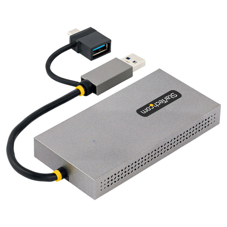 STARTECH USB 3.0 or USB-C to Dual HDMI Adapter for Windows & macOS | 2x HDMI Displays (1x 4K30Hz | 1x 1080p) | Integrated USB-A to C Dongle | 4in|11cm Cable (107B-USB-HDMI) (107B-USB-HDMI)