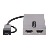 STARTECH USB 3.0 or USB-C to Dual HDMI Adapter for Windows & macOS | 2x HDMI Displays (1x 4K30Hz | 1x 1080p) | Integrated USB-A to C Dongle | 4in|11cm Cable (107B-USB-HDMI) (107B-USB-HDMI)