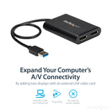 STARTECH USB 3.0 to Dual DisplayPort Adapter 4K 60Hz | DisplayLink Certified | Video Converter with External Graphics Card - Mac & PC (USB32DP24K60) (USB32DP24K60)