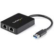 STARTECH USB 3.0 to Dual Port Gigabit Ethernet Adapter NIC w| USB Port - USB 3 Gigabit LAN Network Adapter - 10|100|100 (USB32000SPT)