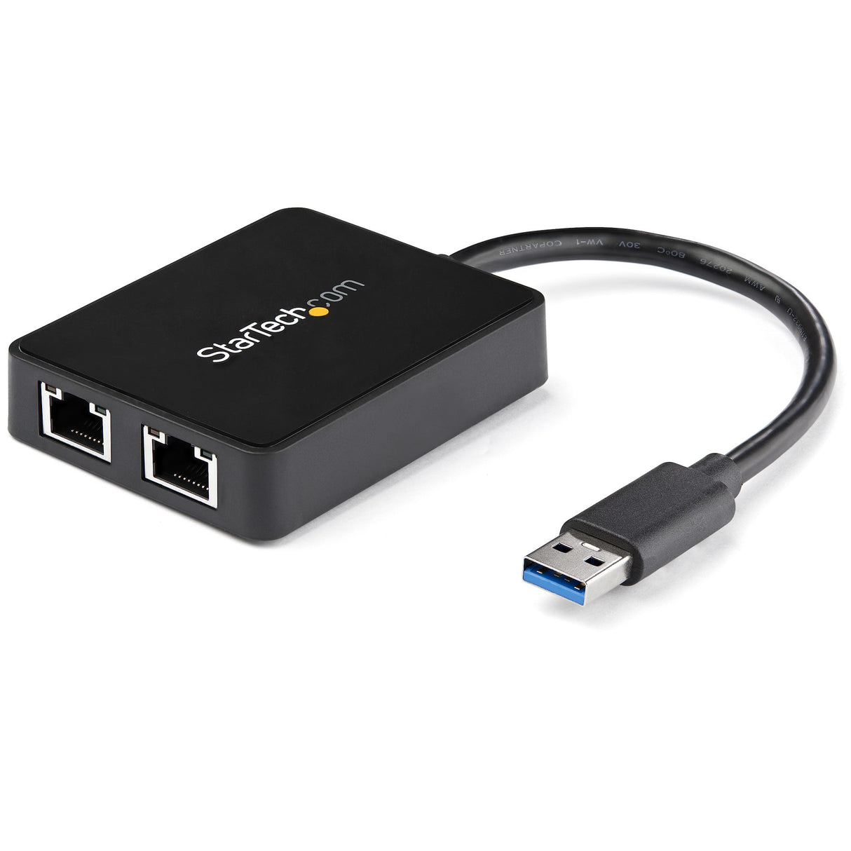 STARTECH USB 3.0 to Dual Port Gigabit Ethernet Adapter NIC w| USB Port - USB 3 Gigabit LAN Network Adapter - 10|100|100 (USB32000SPT)