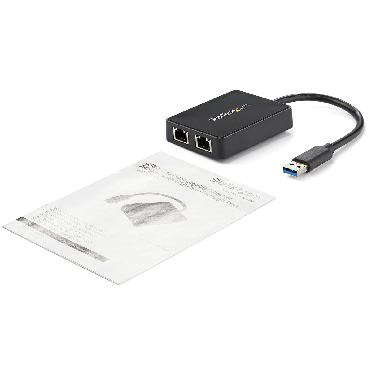 STARTECH USB 3.0 to Dual Port Gigabit Ethernet Adapter NIC w| USB Port - USB 3 Gigabit LAN Network Adapter - 10|100|100 (USB32000SPT)