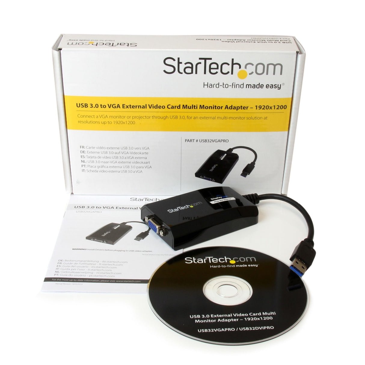 STARTECH USB 3.0 to VGA Display Adapter 1920x1200 1080p | DisplayLink Certified | Video Converter w| External Graphics Card - Mac & PC (USB32VGAPRO) (USB32VGAPRO)