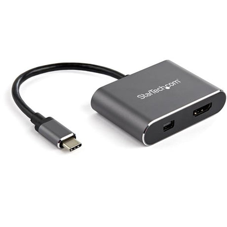 STARTECH USB C Multiport Video Adapter - 4K 60Hz USB-C to HDMI 2.0 or Mini DisplayPort 1.2 Monitor Adapter - USB Type-C 2-in-1 Display Converter HDMI|MDP HBR2 HDR - TB3 Compatible (CDP2HDMDP) (CDP2HDMDP)