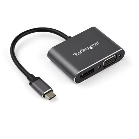 STARTECH USB C Multiport Video Adapter - USB-C to 4K 60Hz DisplayPort 1.2 or 1080p VGA Monitor Adapter - USB Type-C 2-in-1 DP (HBR2 HDR) |VGA Display Converter- Thunderbolt 3 Compatible (CDP2DPVGA) (CDP2DPVGA)
