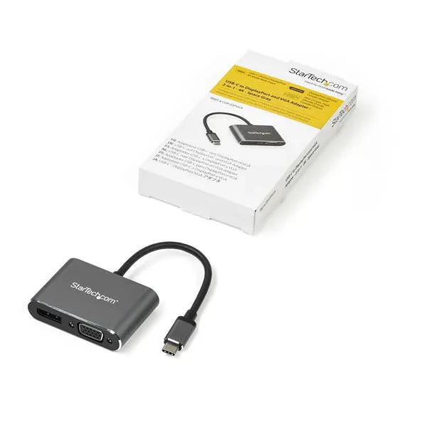 STARTECH USB C Multiport Video Adapter - USB-C to 4K 60Hz DisplayPort 1.2 or 1080p VGA Monitor Adapter - USB Type-C 2-in-1 DP (HBR2 HDR) |VGA Display Converter- Thunderbolt 3 Compatible (CDP2DPVGA) (CDP2DPVGA)