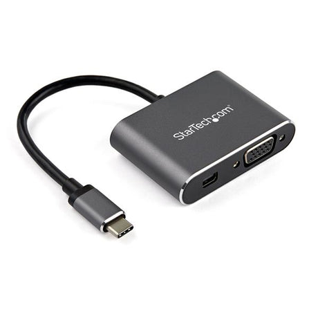 STARTECH USB C Multiport Video Adapter - USB-C to 4K 60Hz Mini DisplayPort 1.2 or 1080p VGA Monitor Adapter - USB Type-C 2-in-1 MDP HBR2 HDR|VGA Display Converter - TB3 Compatible (CDP2MDPVGA) (CDP2MDPVGA)