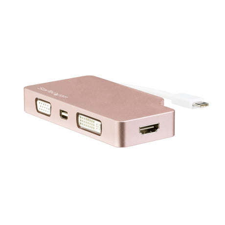 STARTECH USB C Multiport Video Adapter with HDMI | VGA | Mini DisplayPort or DVI - USB Type C Monitor Adapter to HDMI 1.4 or mDP 1.2 (4K) - VGA or DVI (1080p) - Rose Gold Aluminum (CDPVDHDMDPRG) (CDPVDHDMDPRG)