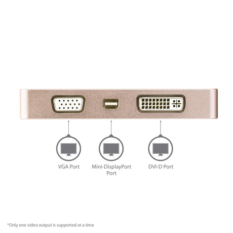 STARTECH USB C Multiport Video Adapter with HDMI | VGA | Mini DisplayPort or DVI - USB Type C Monitor Adapter to HDMI 1.4 or mDP 1.2 (4K) - VGA or DVI (1080p) - Rose Gold Aluminum (CDPVDHDMDPRG) (CDPVDHDMDPRG)