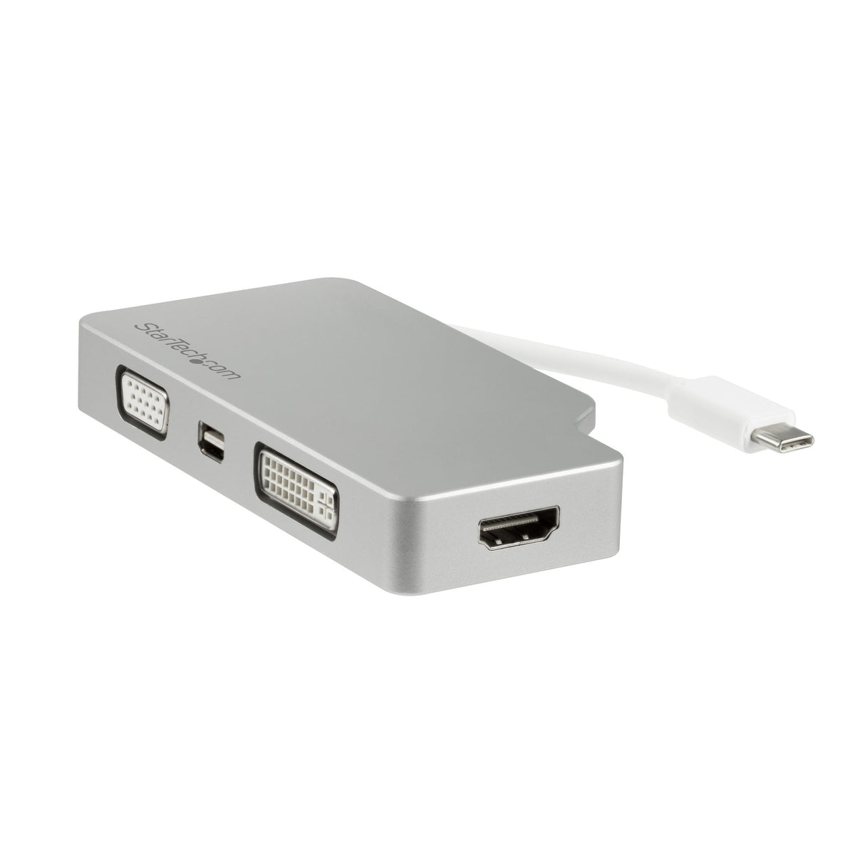 STARTECH USB C Multiport Video Adapter with HDMI | VGA | Mini DisplayPort or DVI - USB Type C Monitor Adapter to HDMI 1.4 or mDP 1.2 (4K) - VGA or DVI (1080p) - Silver Aluminum (CDPVGDVHDMDP) (CDPVGDVHDMDP)