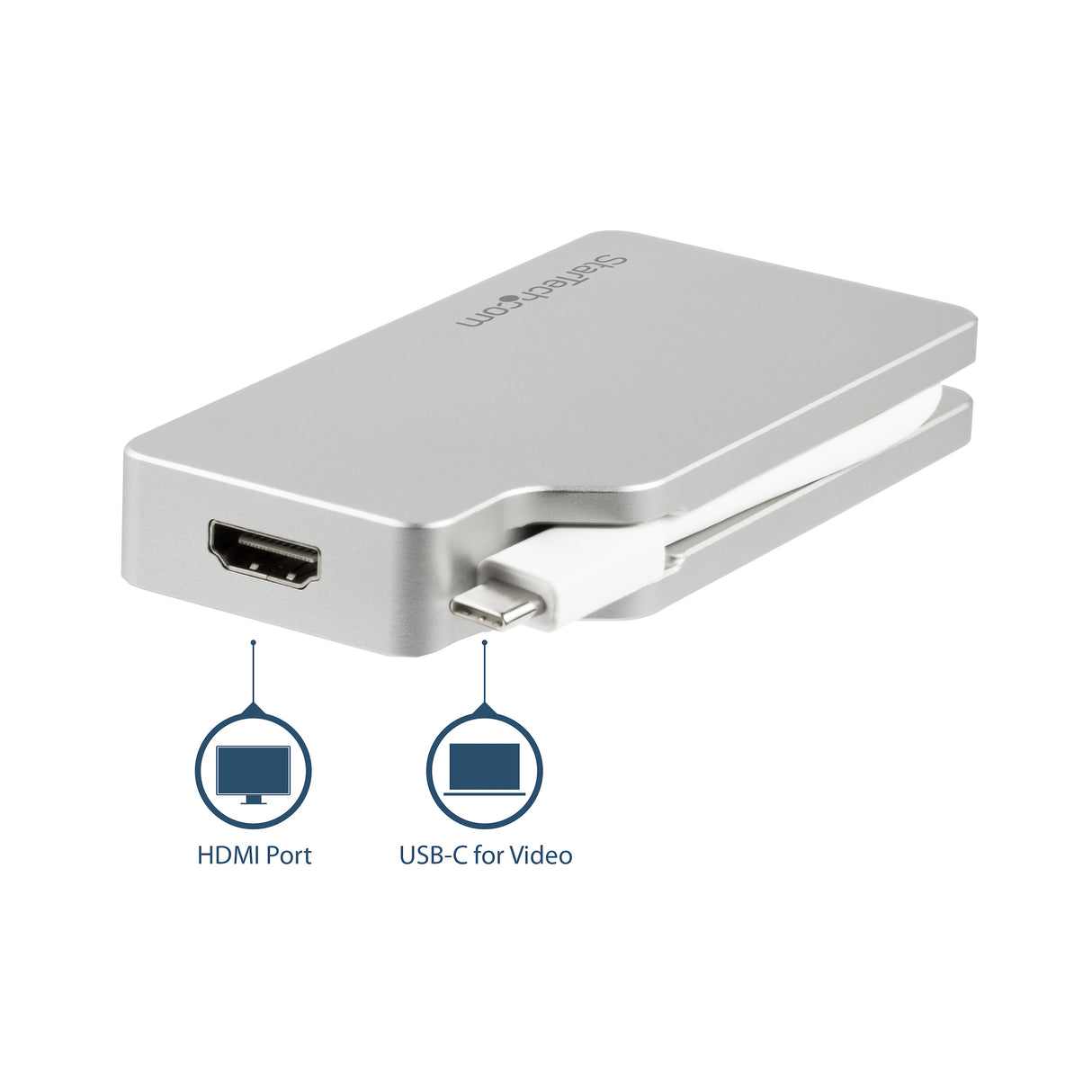 STARTECH USB C Multiport Video Adapter with HDMI | VGA | Mini DisplayPort or DVI - USB Type C Monitor Adapter to HDMI 1.4 or mDP 1.2 (4K) - VGA or DVI (1080p) - Silver Aluminum (CDPVGDVHDMDP) (CDPVGDVHDMDP)