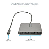 STARTECH USB C to 4 HDMI Adapter - External Video & Graphics Card - USB Type-C to Quad HDMI Display Adapter Dongle - 1080p 60Hz - Multi Monitor Video Converter | Windows Only (USBC2HD4) (USBC2HD4)